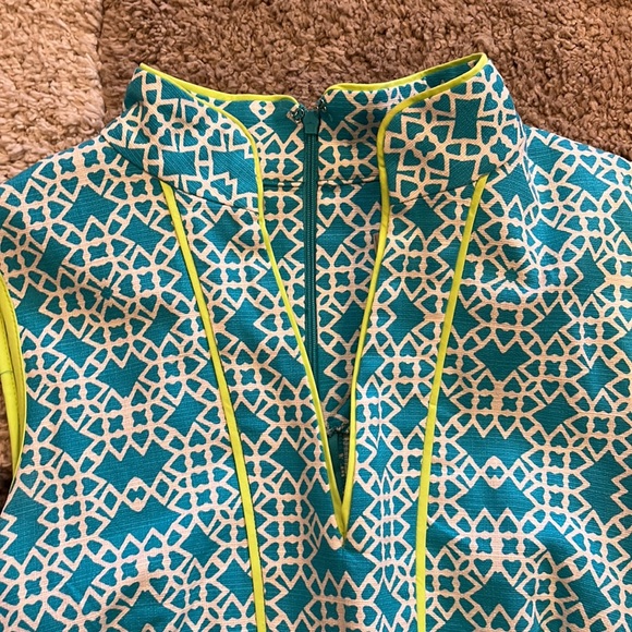 Eliza J Woman's Bright Blue and White Retro Geometric Sleeveless Dress. Sz: 6 - Picture 3 of 6